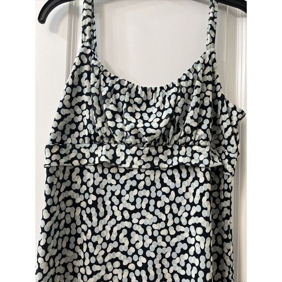 BELIEVE Midi Dress Size 16‎ Chiffon Ruffle Hemline Sleeveless VINTAGE Dots - Picture 3 of 7